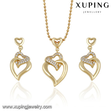 63788 xuping 2016 neueste design kupferlegierung schmuck 14 karat gold farbe gold schmuck-set